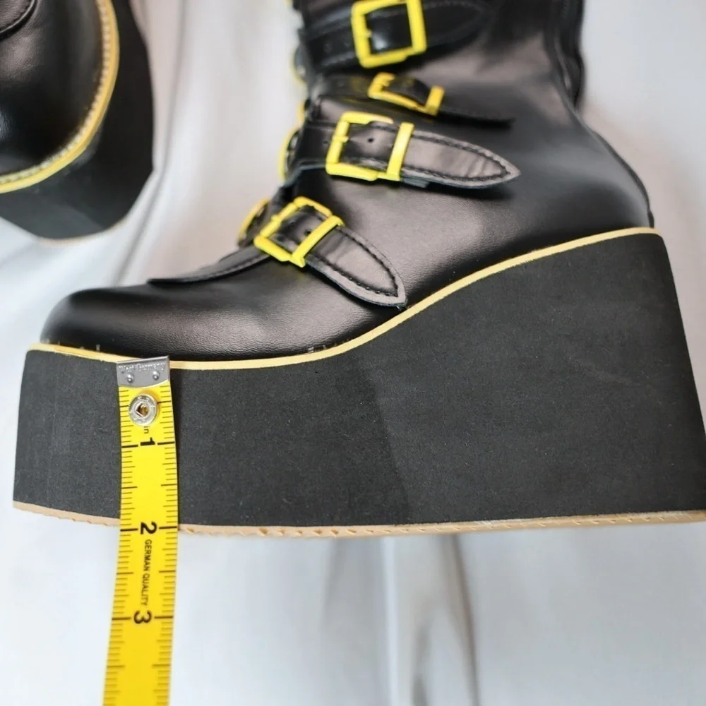 🅽🅴🆆 smiley face platform buckle boots, 90s happy face, EU 39 / US 7-8